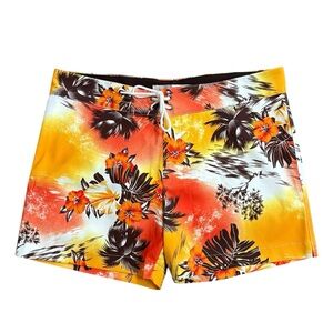 Parke & Ronen Swim Shorts 4” Trunks Boardshorts Hawaiian Print Size 32 NEW
